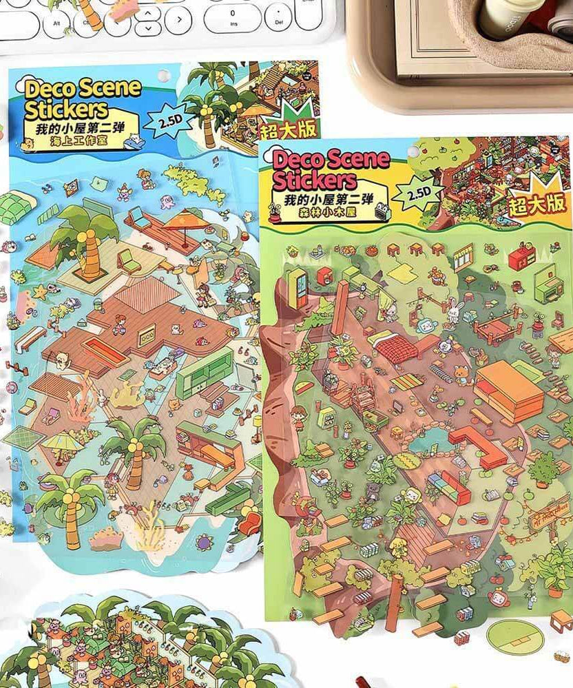 Island Shop DIY 3D Scene Stickers 2 Cute Miniature Scenes