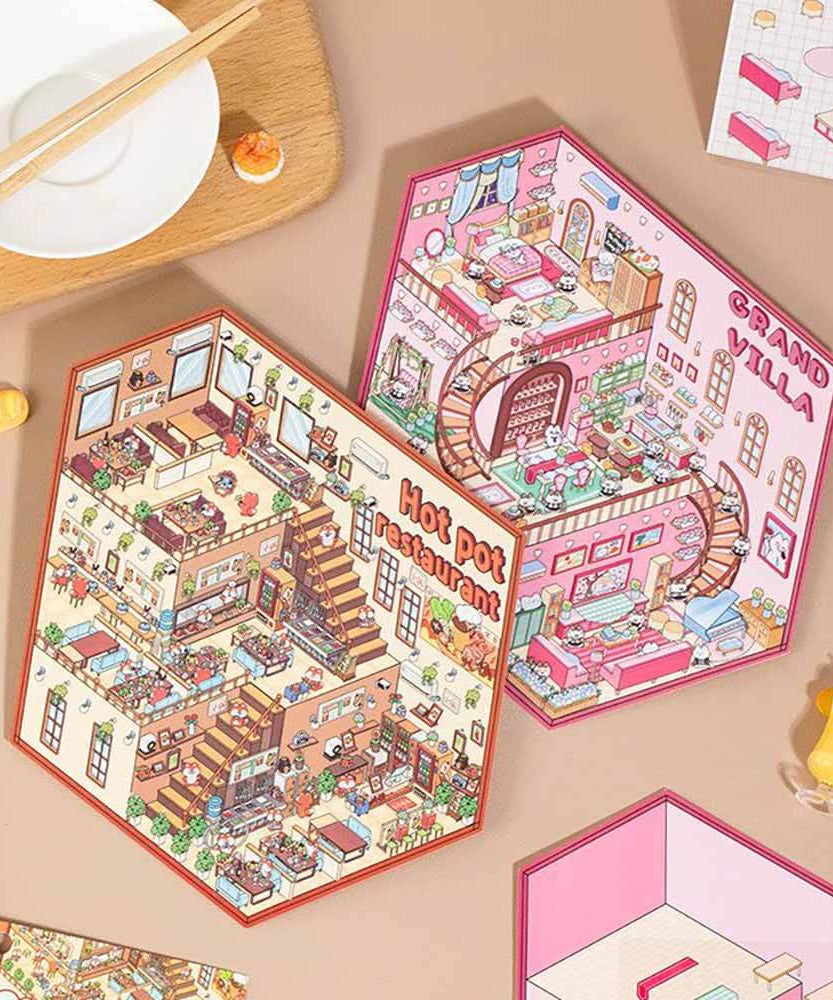 Fantasy World DIY 3D Scene Stickers 4 Cute Miniature Scenes