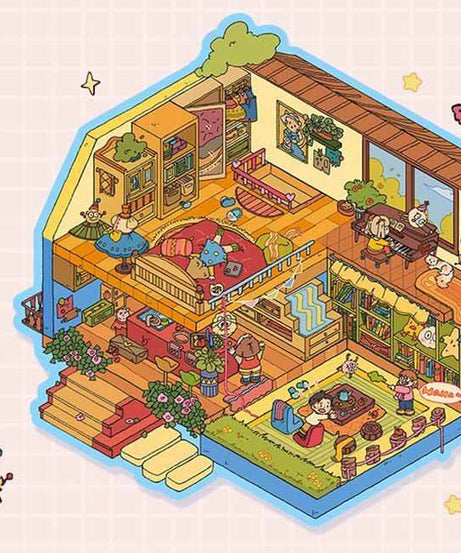 Doll Party DIY 3D Scene Stickers 2 Lovely Miniature Scenes