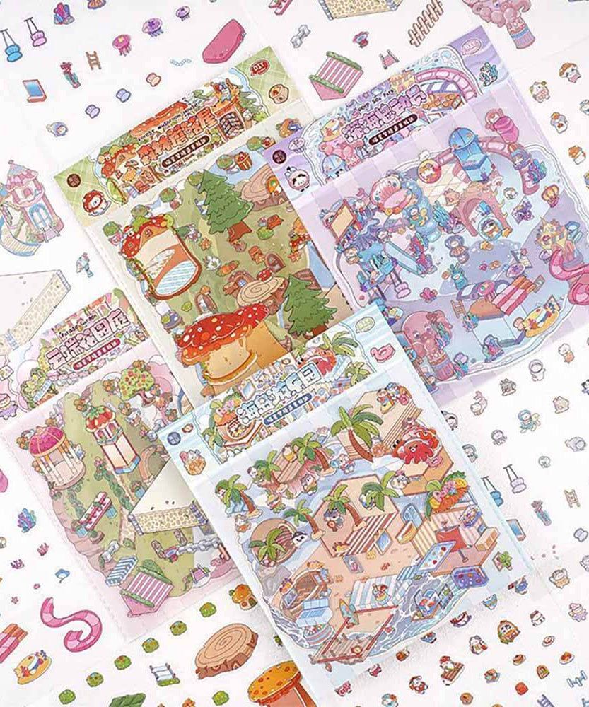 Meow Dreams DIY 3D Scene Stickers 4 Cute Miniature Scenes