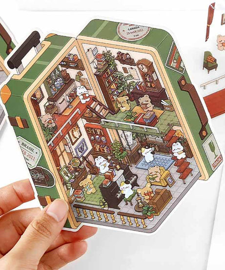 Fantasy Gift Shop DIY 3D Scene Stickers 4 Cute Miniature Scenes