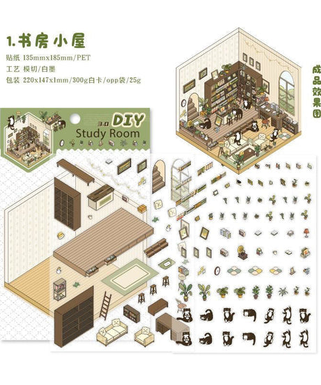 Soft and Warm Breezes DIY 3D Scene Stickers 4 Cute Miniature Scenes