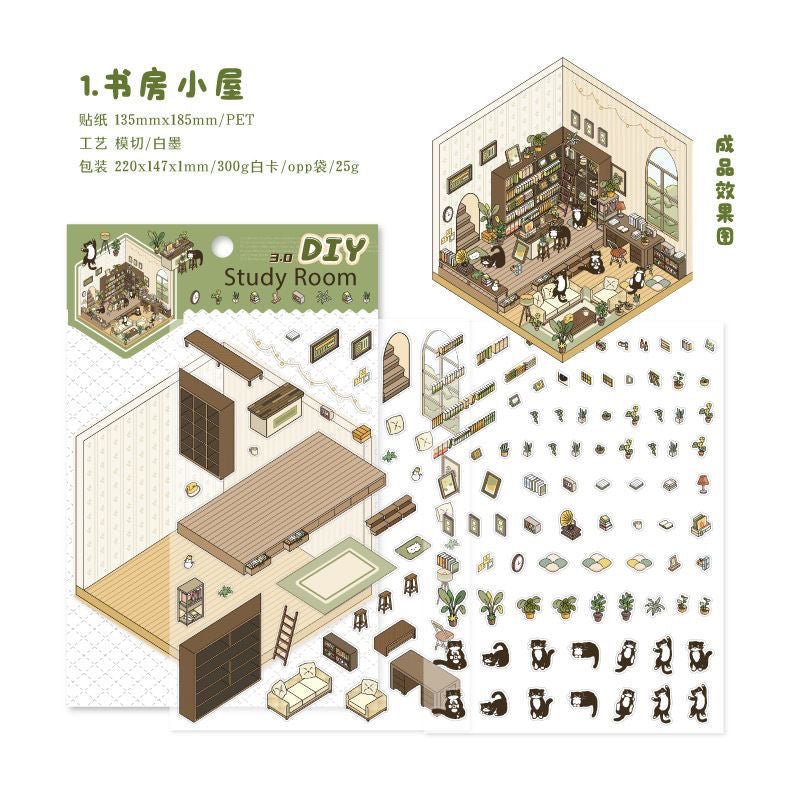 Soft and Warm Breezes DIY 3D Scene Stickers 4 Cute Miniature Scenes