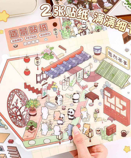 Cozy Lifestyle 3D Scene Stickers 4 Cute Miniature Scenes