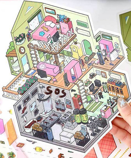 Cottage Clack & Chat DIY 3D Scene Stickers Lovely 2 Miniature Scenes