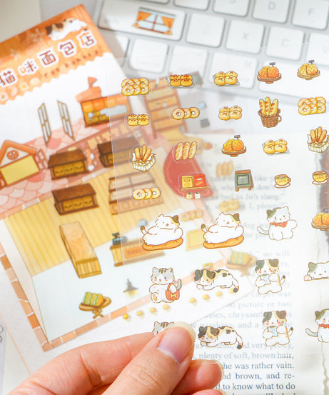 Enchanted Cat Bakery 3D Sticker Scene: Bread Houses & Dessert Book Cafes