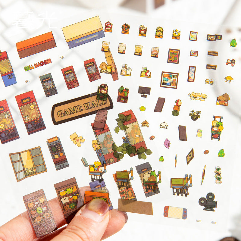 Micro-Diorama Collector's Pack DIY 3D Scene Stickers Miniature Bookshelf & Stuffed Friends