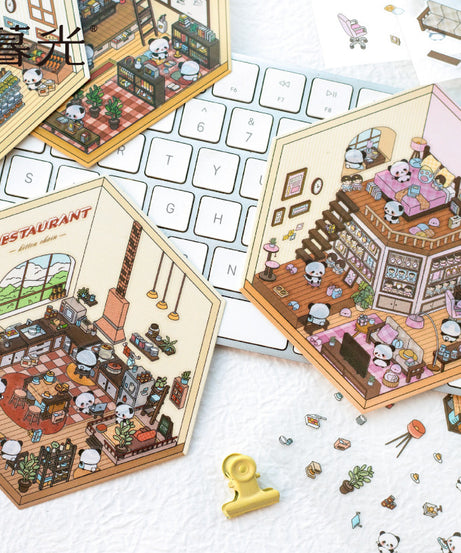 Panda Home Collection  DIY 3D Scene Stickers 4 Cute Miniature Scenes
