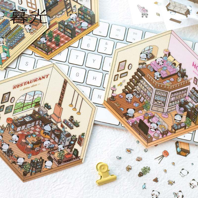 Panda Home Collection  DIY 3D Scene Stickers 4 Cute Miniature Scenes