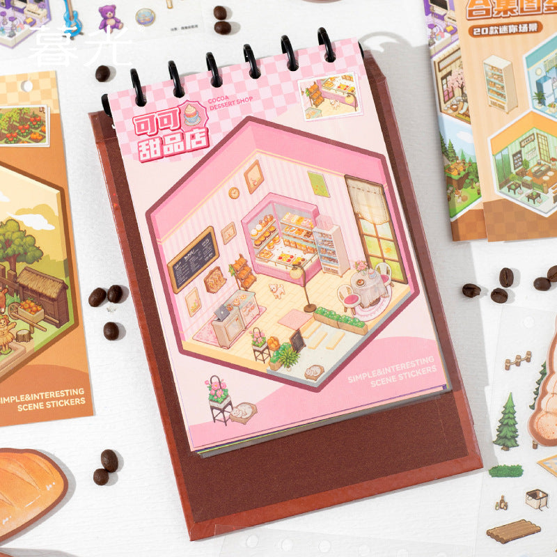 Tiny Wonderland 4 Micro-Diorama Collector's Pack DIY 3D Scene Stickers - Miniature Scenes