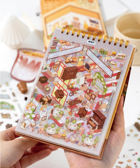 Dream town Story Whimsical Dream Town 3D Sticker Scene Set Panda Academies & Nostalgic Food Streets DIY Miniature Scenes