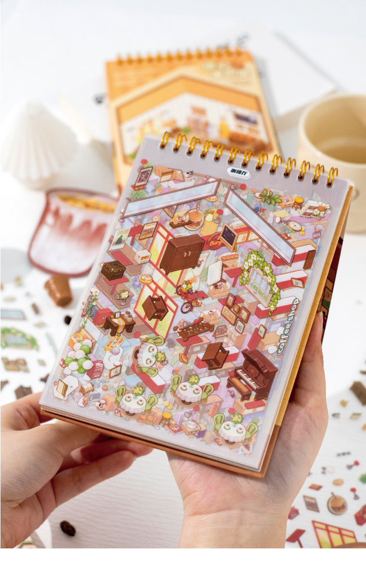 Dream town Story Whimsical Dream Town 3D Sticker Scene Set Panda Academies & Nostalgic Food Streets DIY Miniature Scenes