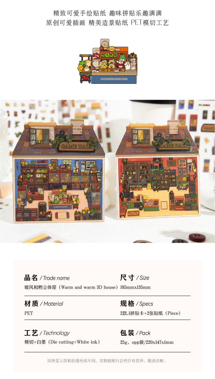 Micro-Diorama Collector's Pack DIY 3D Scene Stickers Miniature Bookshelf & Stuffed Friends