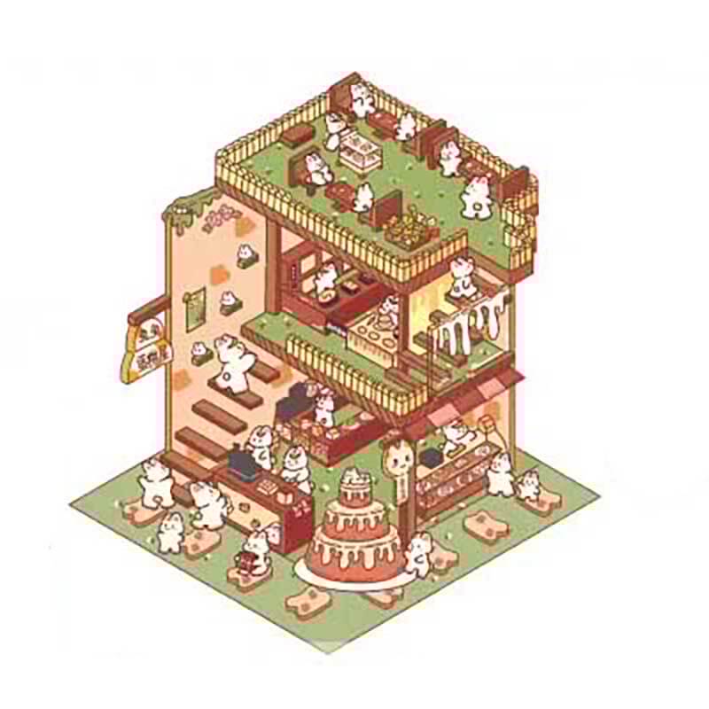 Bunny Beanie's Shop DIY 3D Scene Stickers - 4 Cute Miniature Scenes