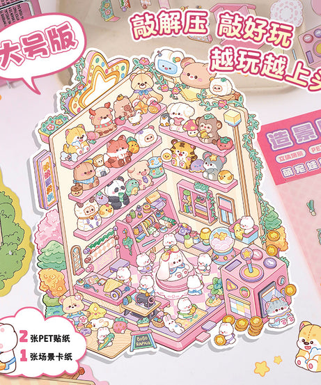 Bunny Land DIY 3D Scene Stickers 2 Cute Miniature Scenes