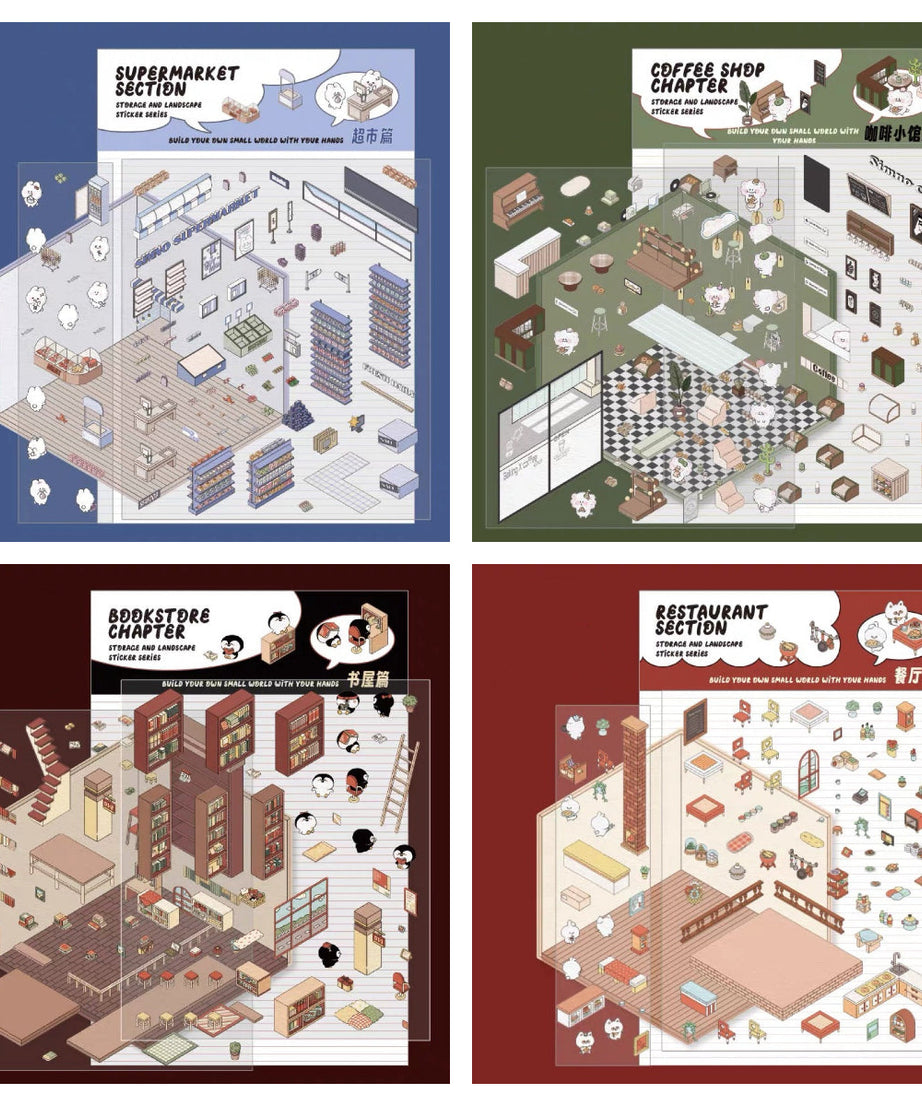 Stickers Scene, Make your Own Warm Home|Music Bar|Hot Spring|Gymnasium
