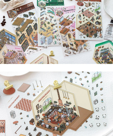 Panda Home Collection  DIY 3D Scene Stickers 4 Cute Miniature Scenes