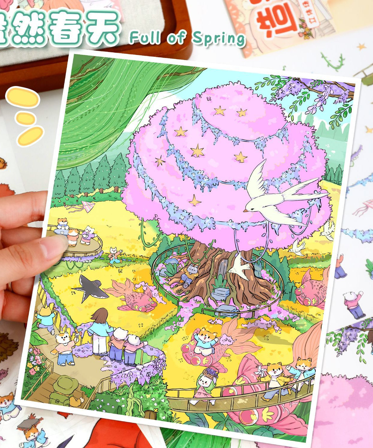 Woodland Seasons 3D Sticker Scene: Spring Meadows Autumn Canopy Journey