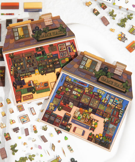Micro-Diorama Collector's Pack DIY 3D Scene Stickers Miniature Bookshelf & Stuffed Friends