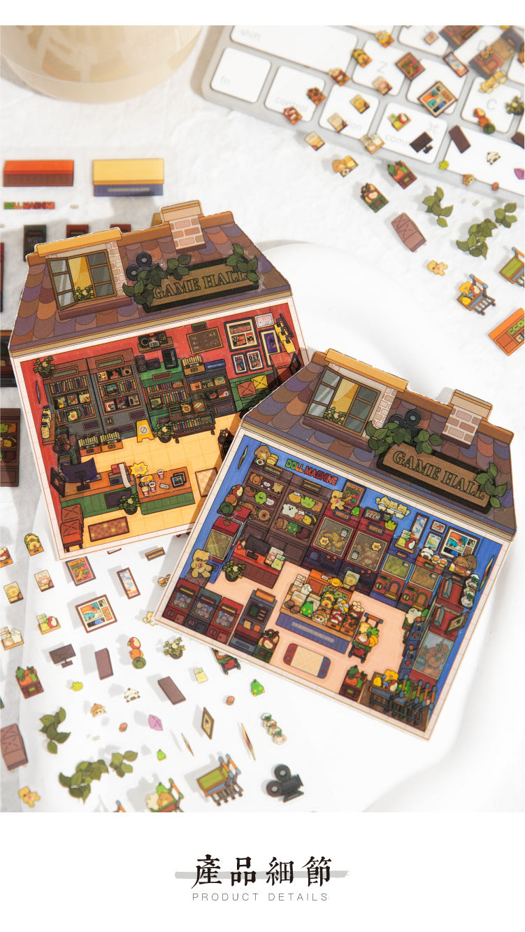 Micro-Diorama Collector's Pack DIY 3D Scene Stickers Miniature Bookshelf & Stuffed Friends