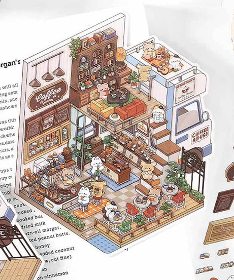 Fantasy Gift Shop DIY 3D Scene Stickers 4 Cute Miniature Scenes