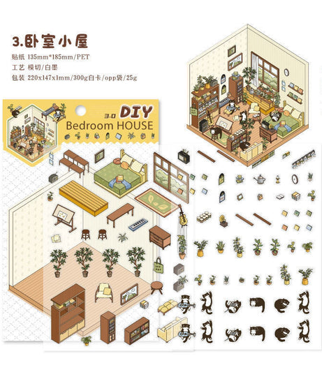 Soft and Warm Breezes DIY 3D Scene Stickers 4 Cute Miniature Scenes