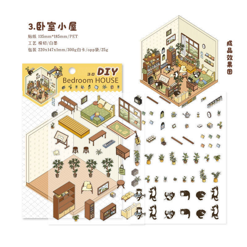 Soft and Warm Breezes DIY 3D Scene Stickers 4 Cute Miniature Scenes
