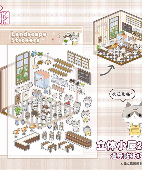 Cute Animal Home DIY 3D Scene Stickers 6 Cute Miniature Scenes