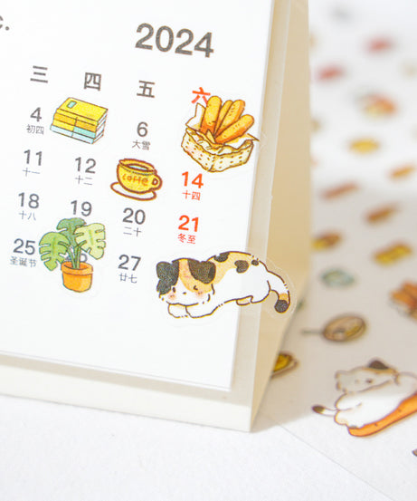 Enchanted Cat Bakery 3D Sticker Scene: Bread Houses & Dessert Book Cafes