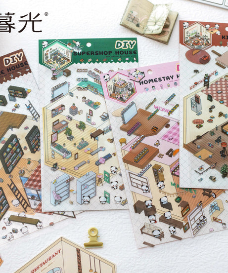 Panda Home Collection  DIY 3D Scene Stickers 4 Cute Miniature Scenes
