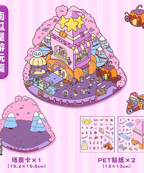Happy Party DIY 3D Scene Stickers 4 Cute Miniature Scenes