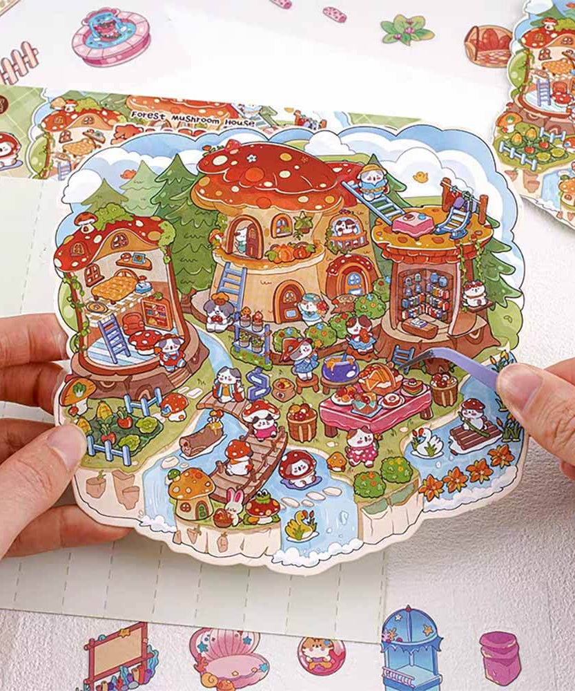 Meow Dreams DIY 3D Scene Stickers 4 Cute Miniature Scenes