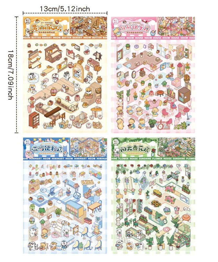 Sweet Moments DIY 3D Scene Stickers 4 Cute Miniature Scenes