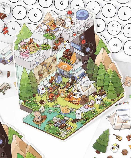 Fantasy Gift Shop DIY 3D Scene Stickers 4 Cute Miniature Scenes