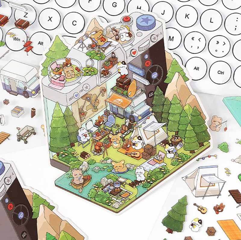 Fantasy Gift Shop DIY 3D Scene Stickers 4 Cute Miniature Scenes