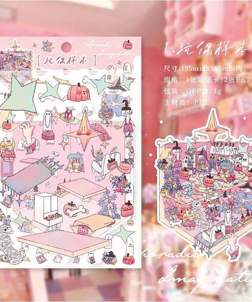 Eternal Reverie DIY 3D Scene Stickers 4 Cute Miniature Scenes