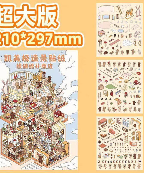The Happy Hub DIY 3D Scene Stickers 2 Cute Miniature Scenes