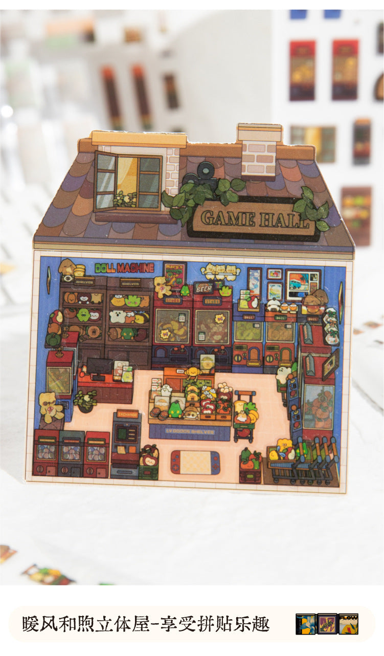 Micro-Diorama Collector's Pack DIY 3D Scene Stickers Miniature Bookshelf & Stuffed Friends