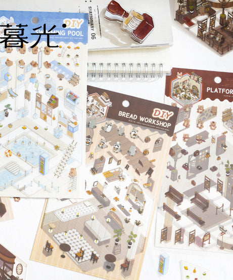 Storybook Bakery 3D Sticker Scene: Gingerbread Cottage Diorama