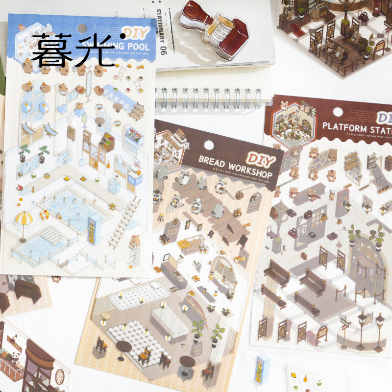 Storybook Bakery 3D Sticker Scene: Gingerbread Cottage Diorama