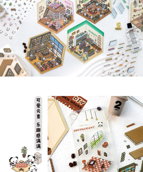 Panda Home Collection  DIY 3D Scene Stickers 4 Cute Miniature Scenes