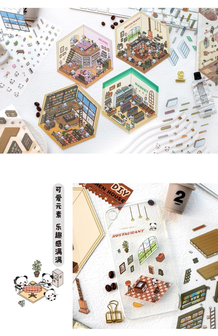 Panda Home Collection  DIY 3D Scene Stickers 4 Cute Miniature Scenes