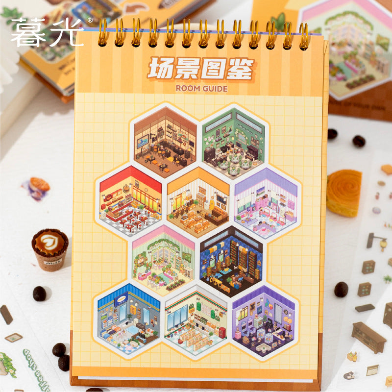 Dream town Story Whimsical Dream Town 3D Sticker Scene Set Panda Academies & Nostalgic Food Streets DIY Miniature Scenes