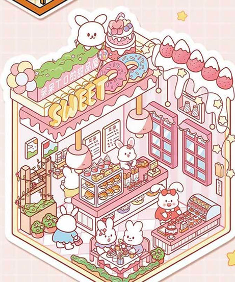 Furry Friends Tycoon DIY 3D Scene Stickers 4 Cute Miniature Scenes