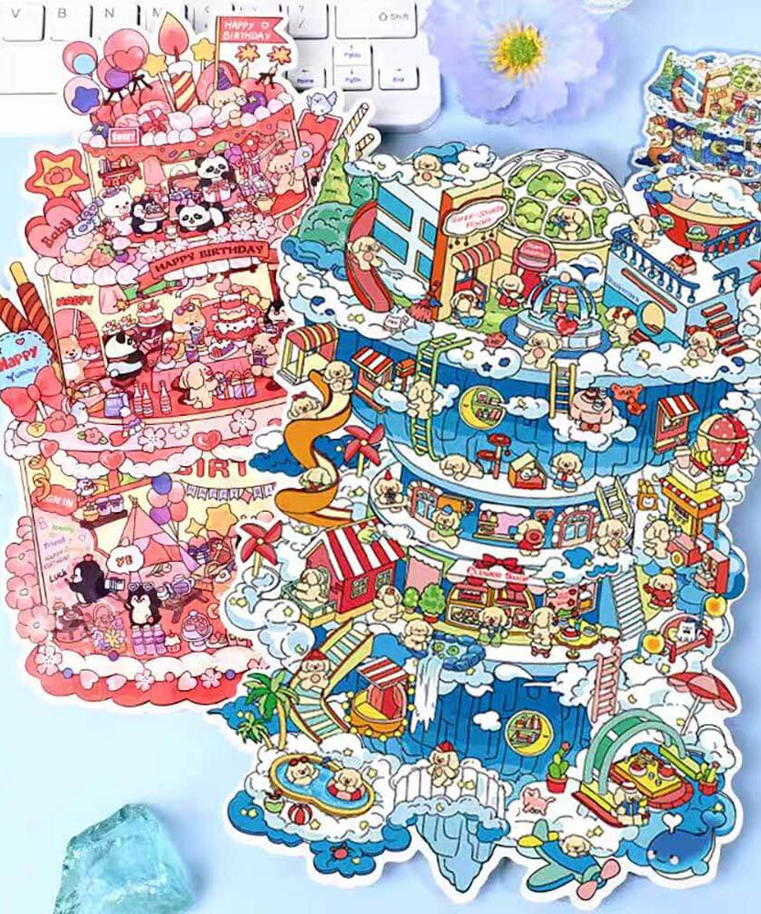 Sky City DIY 3D Scene Stickers 2 Cute Miniature Scenes