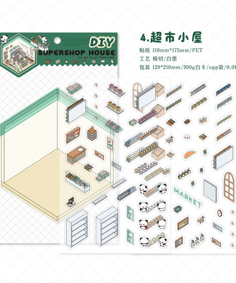 Panda Home Collection  DIY 3D Scene Stickers 4 Cute Miniature Scenes