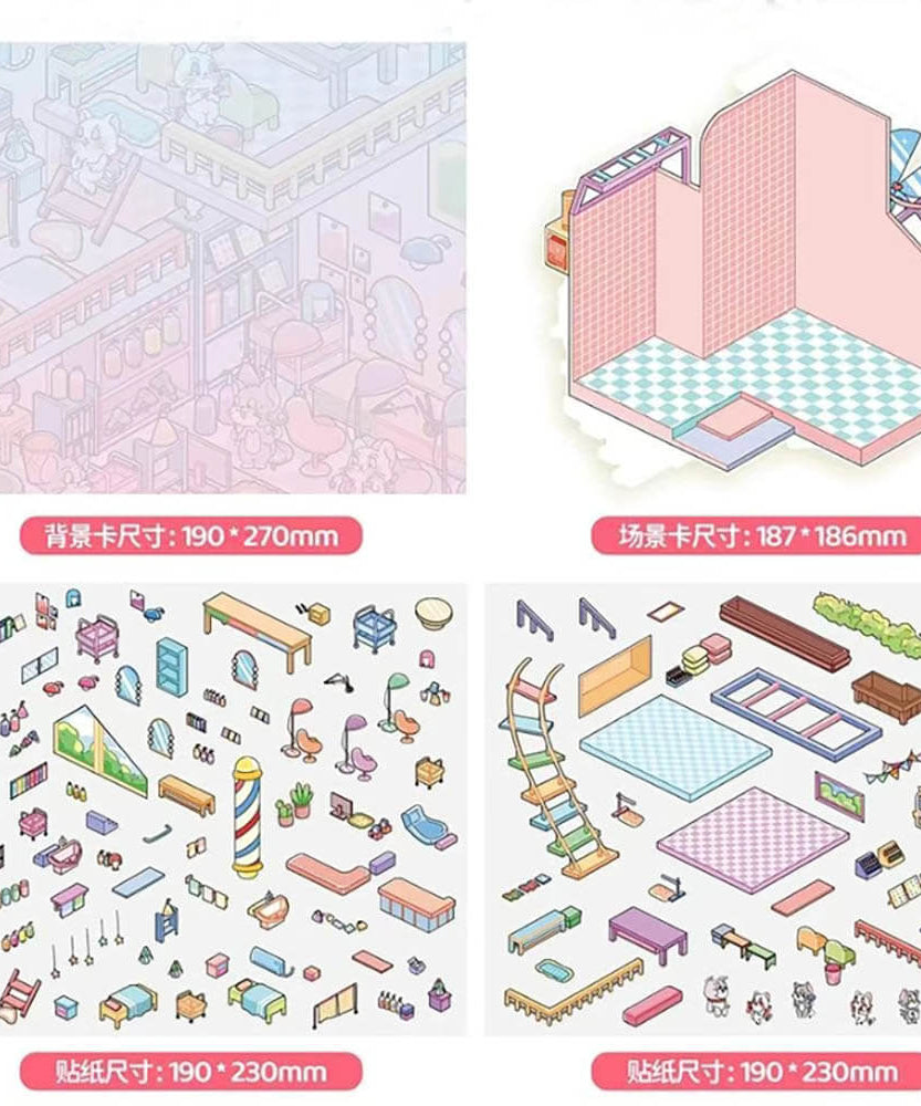 Jolly Factory DIY 3D Scene Stickers 3 Cute Miniature Scenes