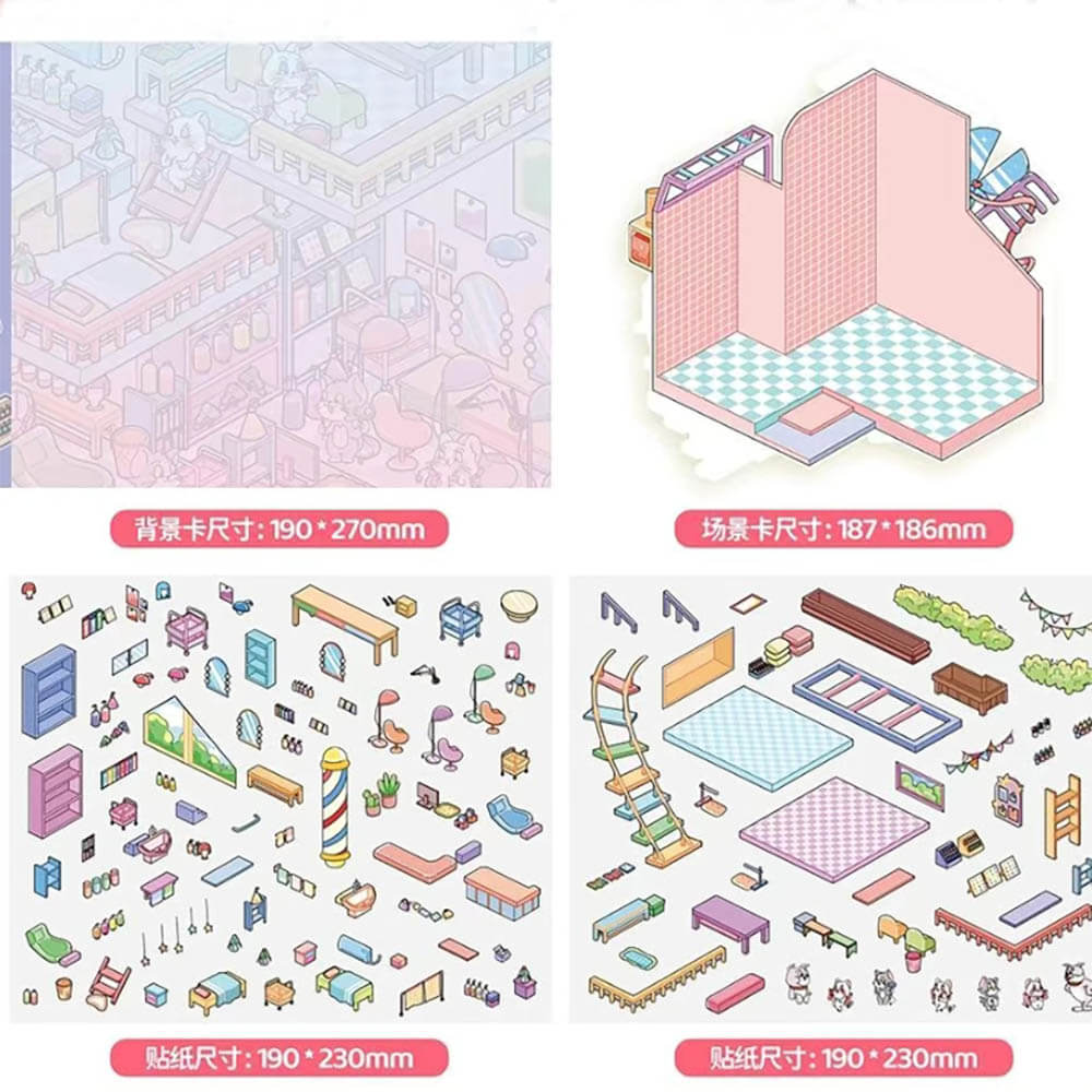 Jolly Factory DIY 3D Scene Stickers 3 Cute Miniature Scenes