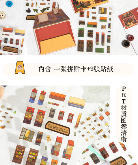 Micro-Diorama Collector's Pack DIY 3D Scene Stickers Miniature Bookshelf & Stuffed Friends