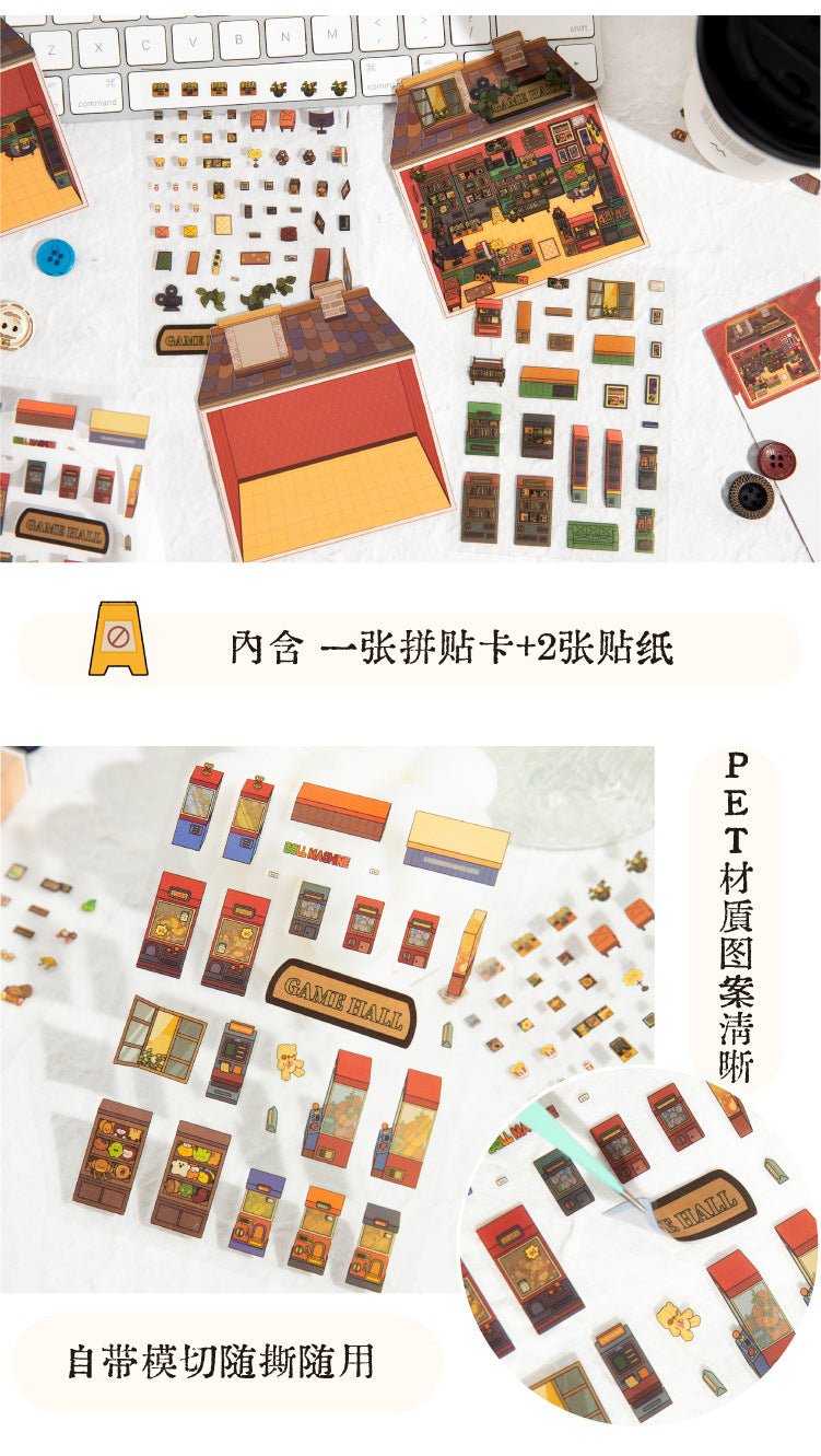 Micro-Diorama Collector's Pack DIY 3D Scene Stickers Miniature Bookshelf & Stuffed Friends